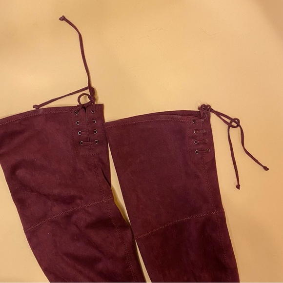 Unisa Burgundy Stilli Suede Over The Knee Boot Size 6 - Picture 8 of 12